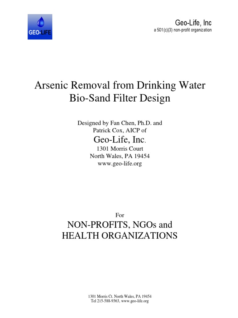 Arsenic Removal From Drinking Water BioSand Filter Design GeoLife