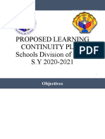 Proposed Learning Continuity Plan Schools Division of Capiz S.Y 2020-2021