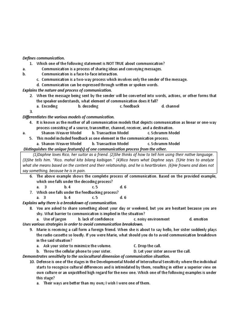 Grade 11 Oral Communication Exam Guide | PDF | Communication | Cybernetics