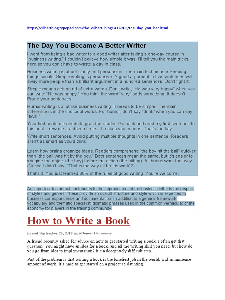 Scott Adams' Writing Tips Explained | PDF | Writers | Books