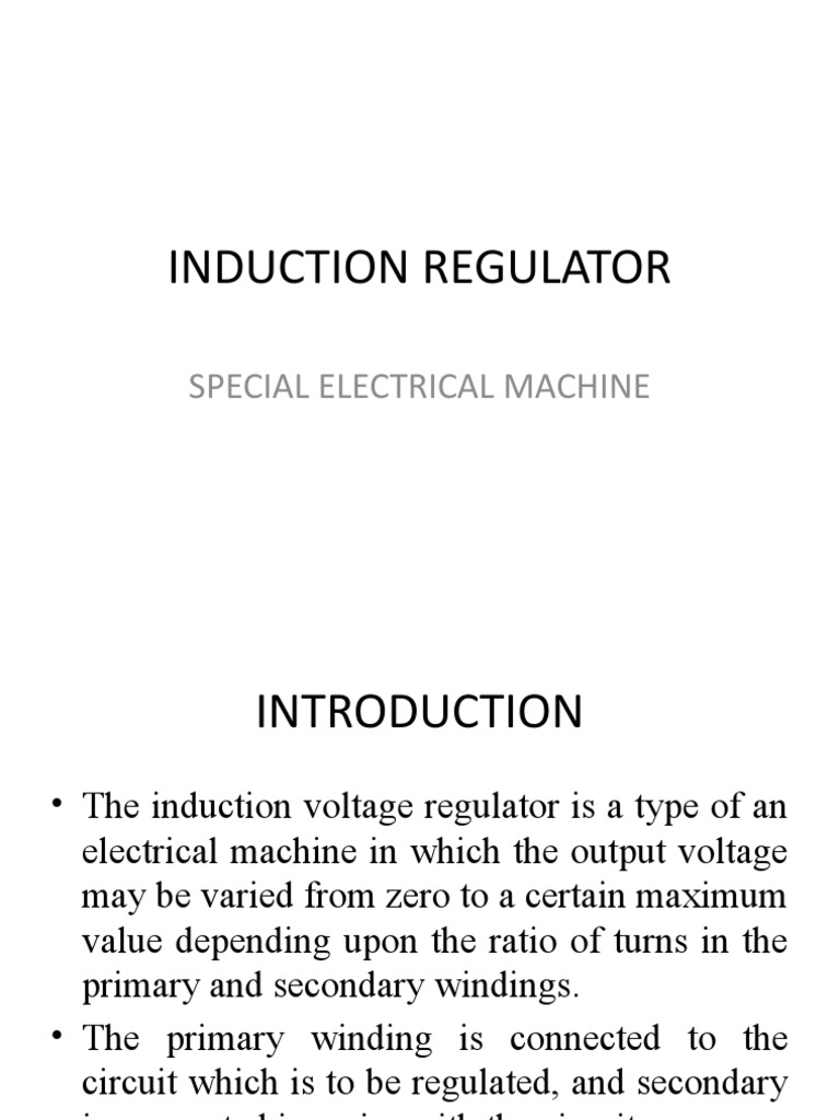 Induction Regulator Special Electrical Machine Download Free PDF