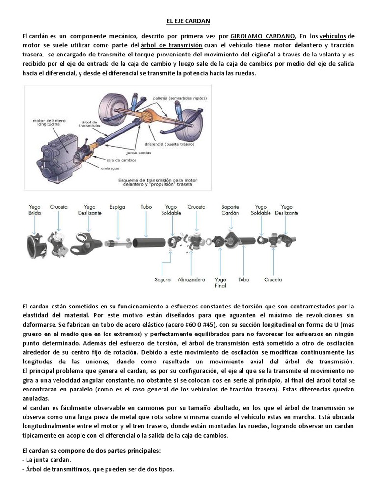 El Eje Cardan Trabajo Encargado | PDF | Transmisión (Mecánica) | Eje
