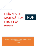 GUÍA N° 5 DE MATEMÁTICAS, LA DIVISIÓN.