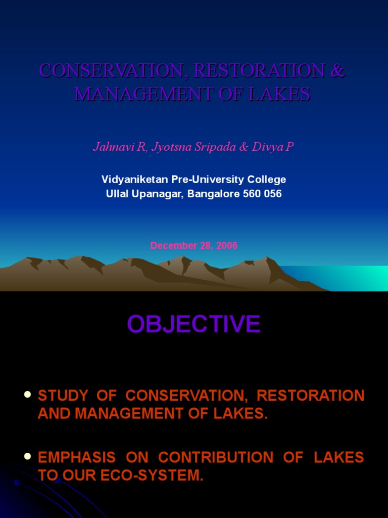 Conservation, Restoration & Management of Lakes | PDF | Water Pollution ...