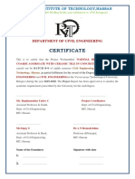 Certificate: Department of Civil Engineering