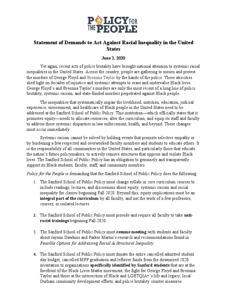 Demands for Racial Equity in Education | PDF | Police Brutality | Racism