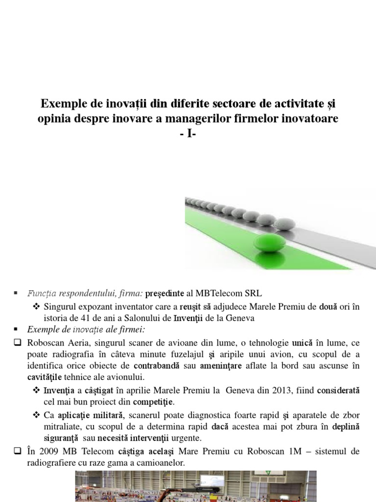 Exemple de Inovatii in Companii Romanesti | PDF
