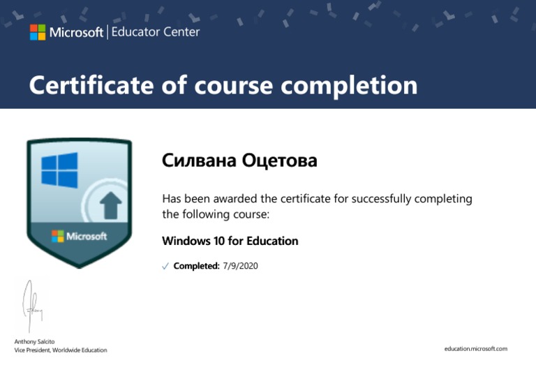 Windows 10 Education Course Completion | PDF