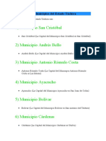 29 Municipios Del Estado Táchira