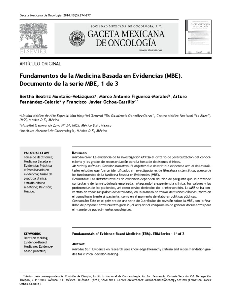 1, Fundamentos de La Medicina Basada en Evidencias - Serie MBE 1de 3 ...