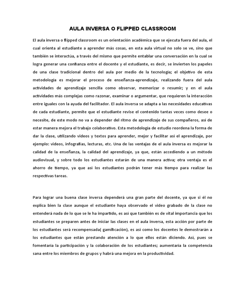 AULA INVERSA O FLIPPED CLASSROOM (Recuperado Automáticamente) | PDF