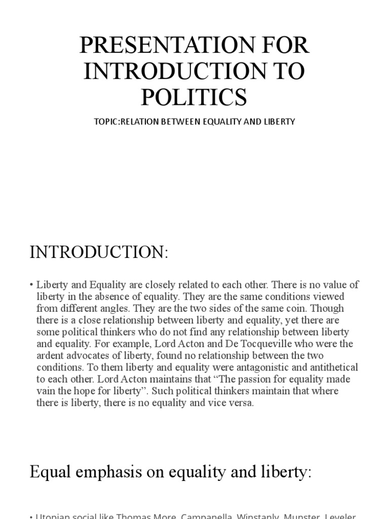 Presentation For Introduction To Politics TopicRelation Between