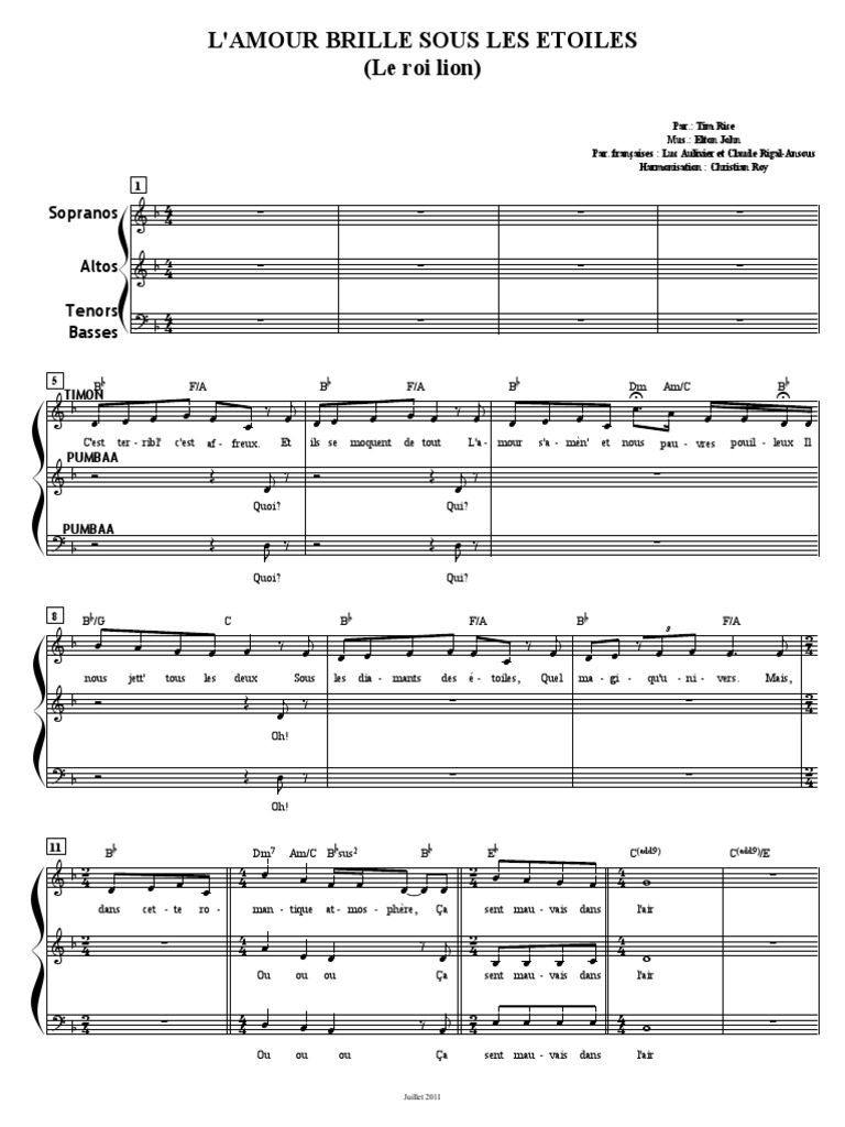 L Amour Brille Sous Les Etoiles Anglais L Amour Brille Sous Les Etoiles SATB Extract PDF | PDF | Divertissement