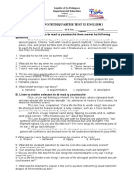 Unified Fourth Quarter Test in English 5: Department of Education