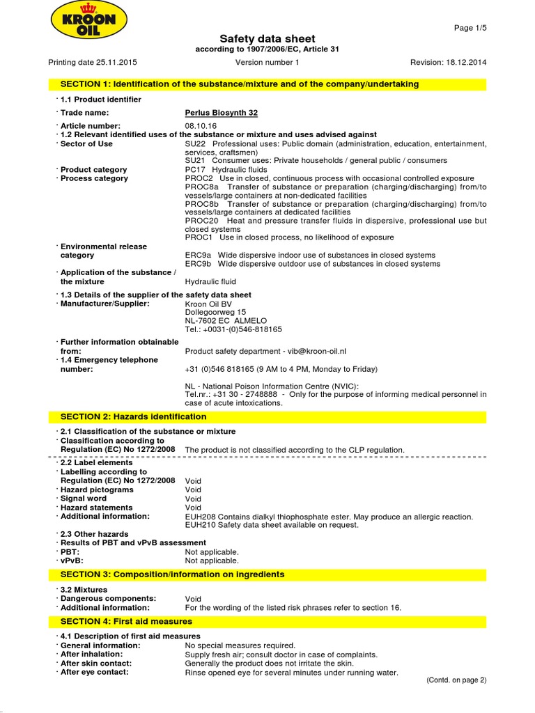 Safety Data Sheet SECTION 1 Identification of The Substance/mixture