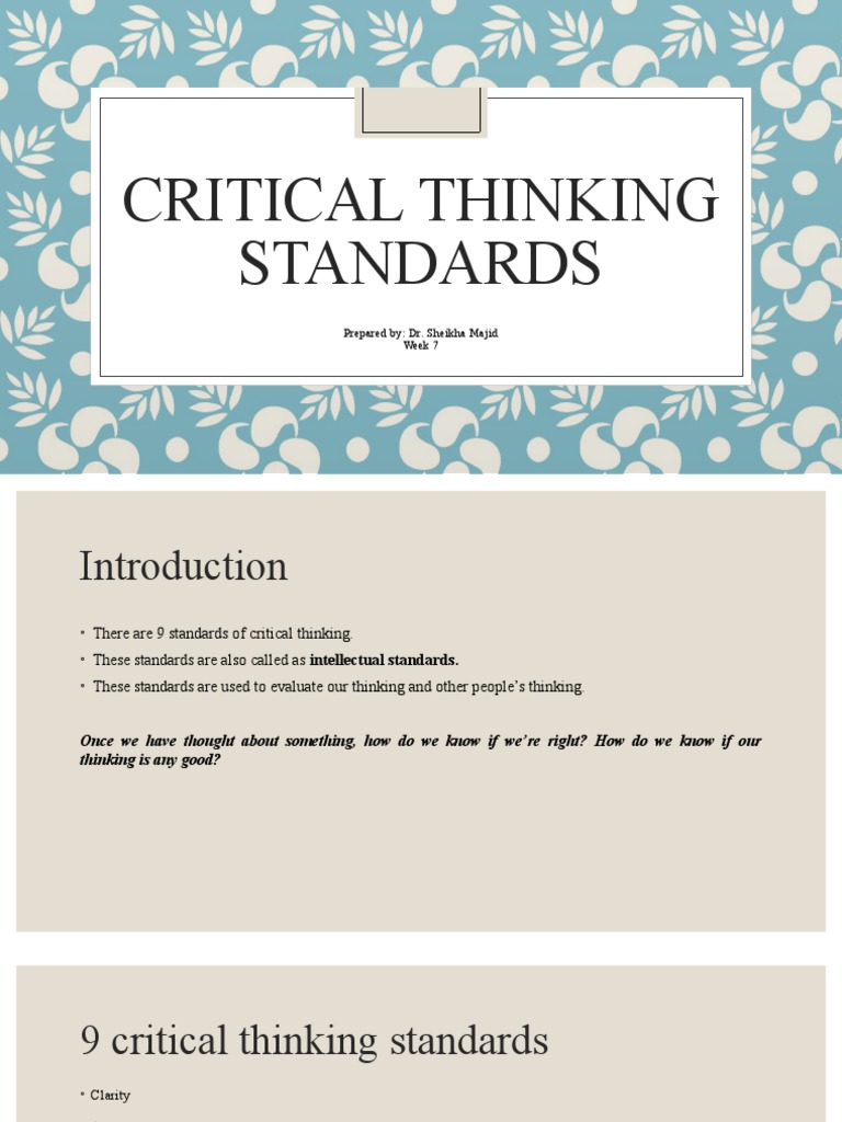 critical thinking standards pdf