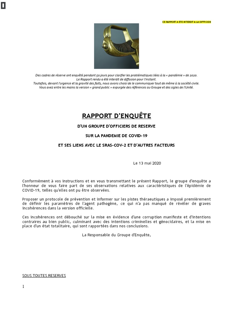 Rapport Du0027enqu�te Du0027un Groupe Du0027officiers de R�serve Sur La 