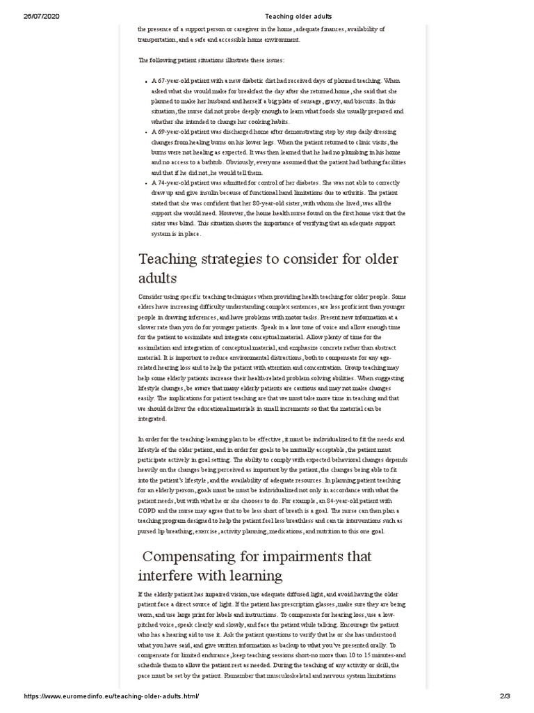 Teaching Strategies To Consider For Older Adults | PDF | Caregiver ...
