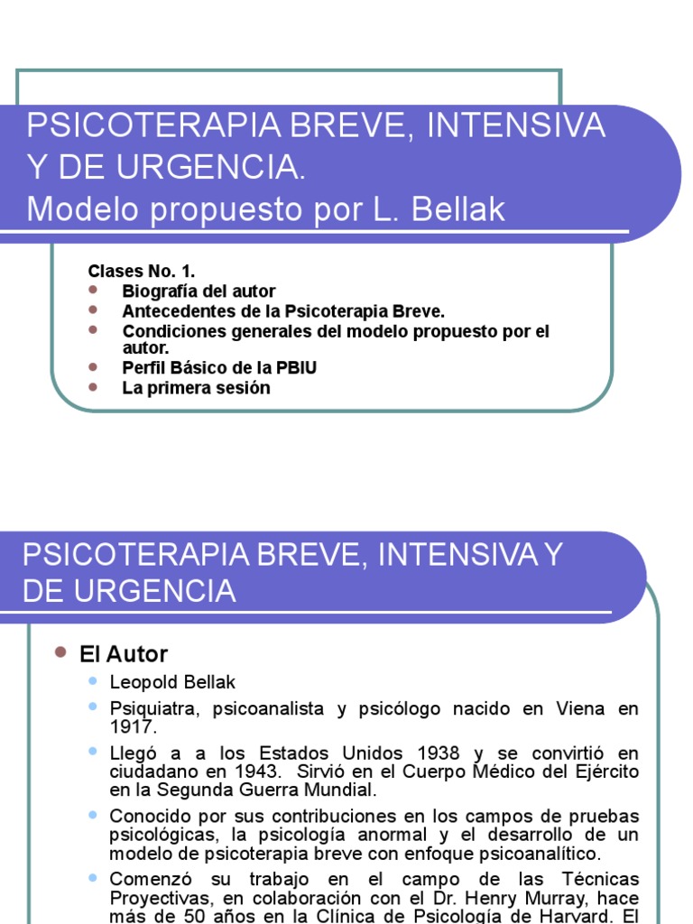 Psicoterapia Breve e Intensiva de Bellak | PDF | Psicoterapia ...
