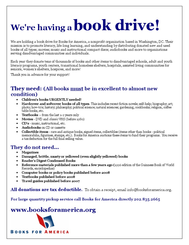 Book Drive for Literacy Support | PDF