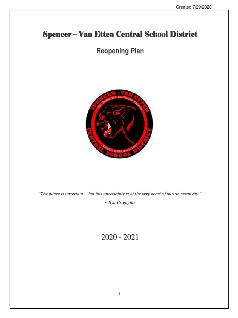 Spencer Van Etten Central School District Reopening Plan PDF