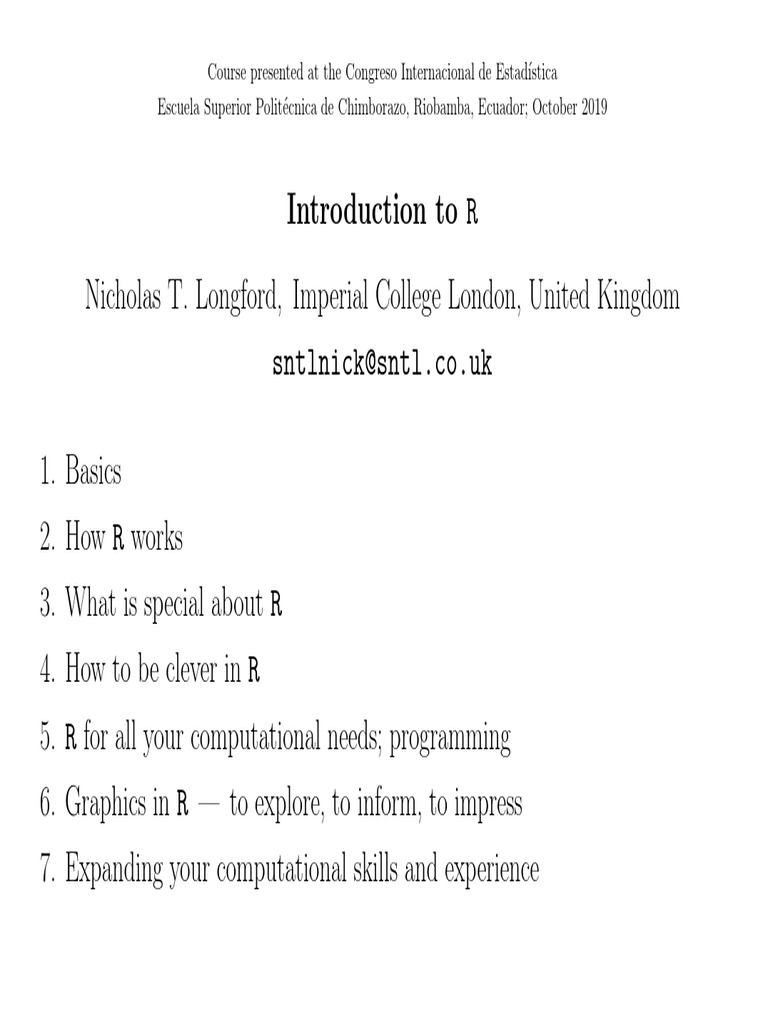 Introduction to R Programming Basics | PDF | Array Data Structure ...