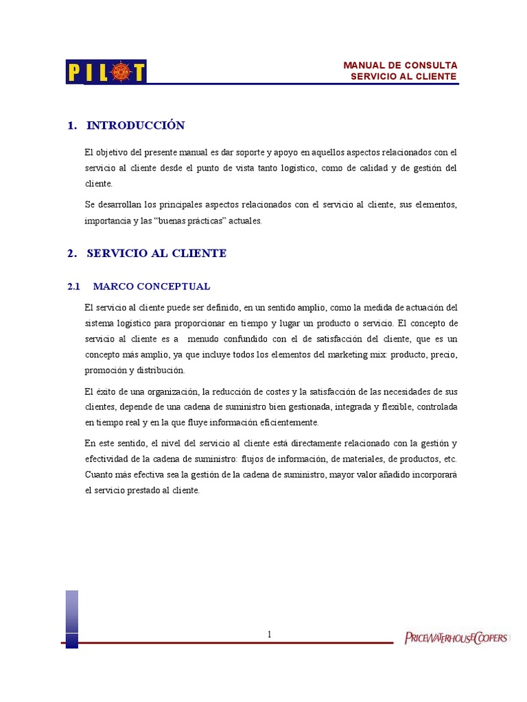 Manual de Consulta Servicio Al Cliente | PDF | Logística | Servicio al ...