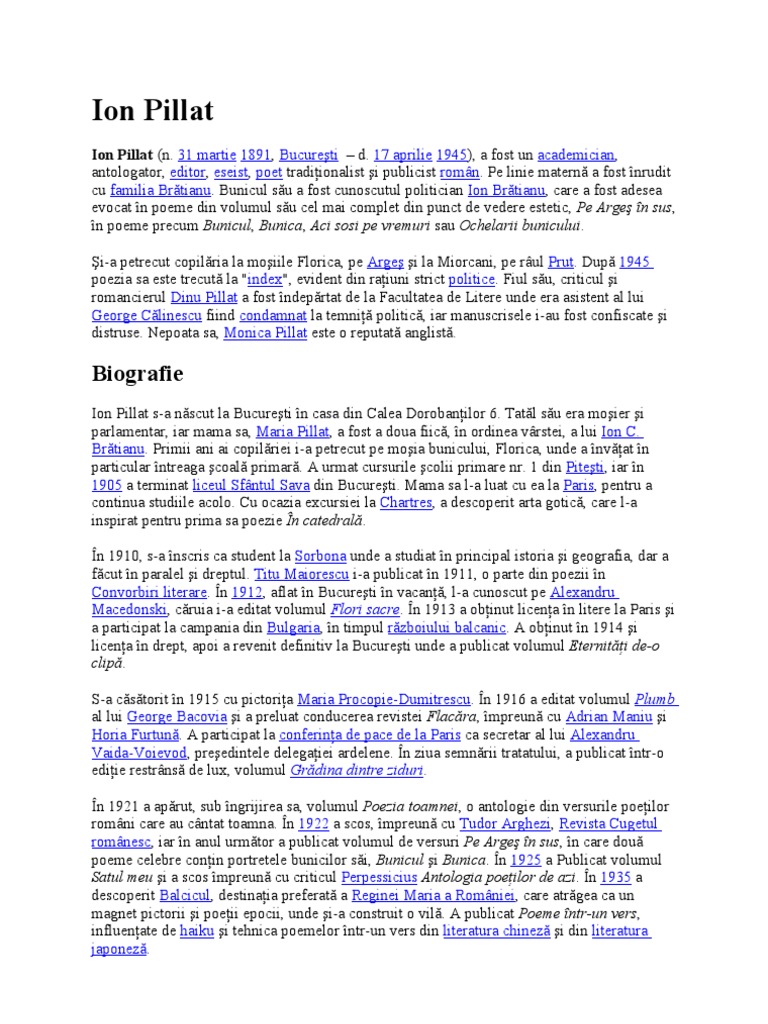 Ion Pillat Biografie