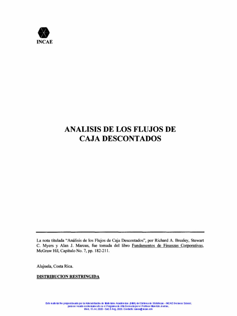 Análisis de Flujos de Caja Descontados | PDF | Valor presente neto ...