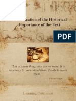 Identification of The Historical Importance of The Text