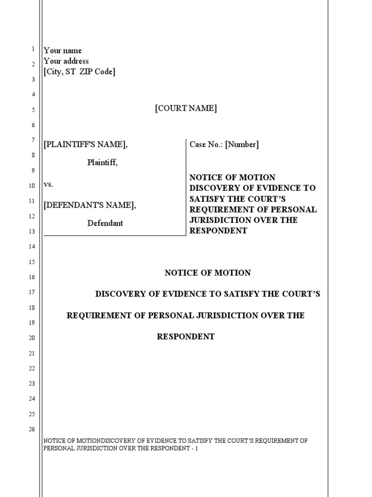 Motion For Discovery of An Injury in Fact To Prove Personal