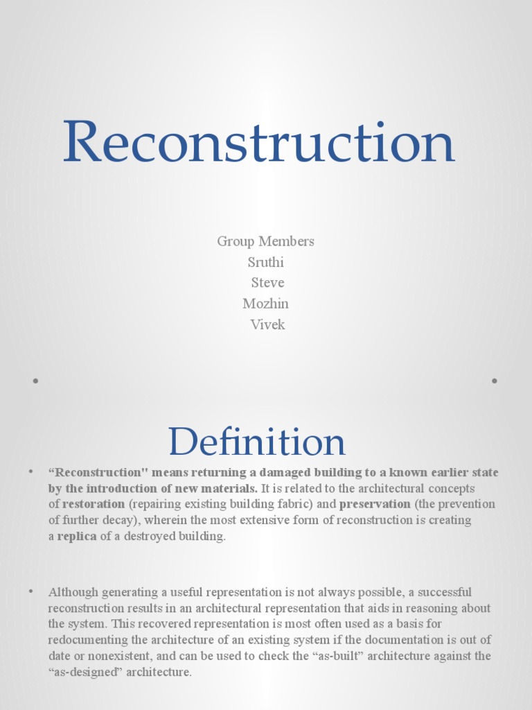Architecture Reconstruction Explained | PDF