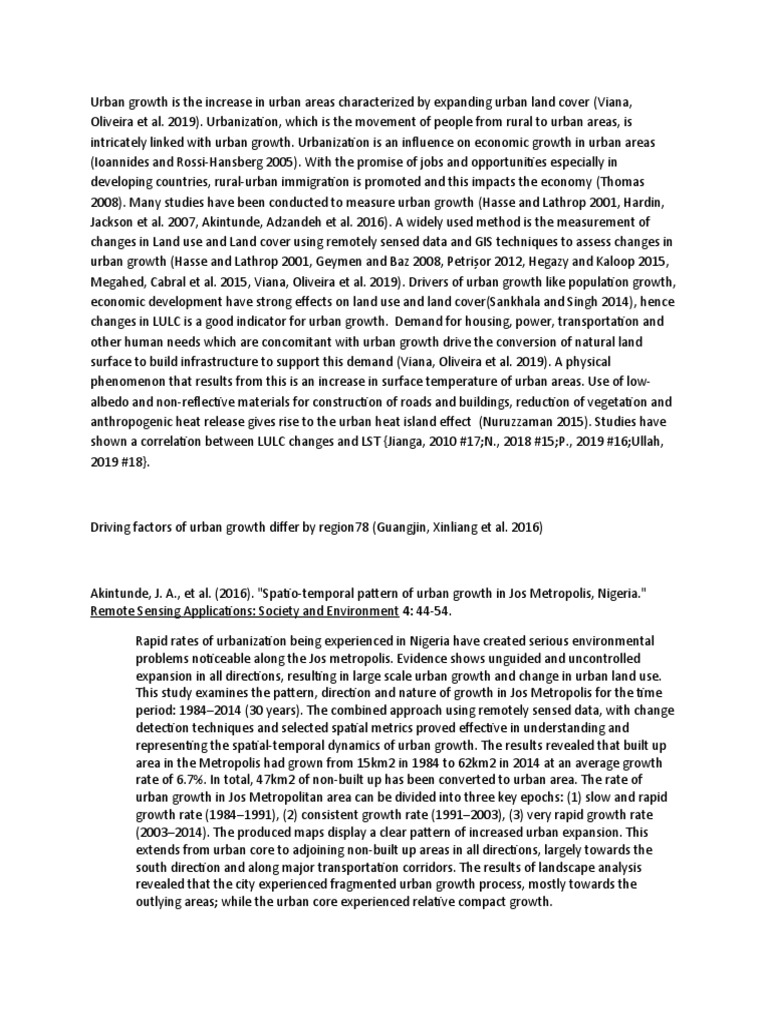 Drivers Of Urban Growth Pdf Urban Sprawl Urbanization