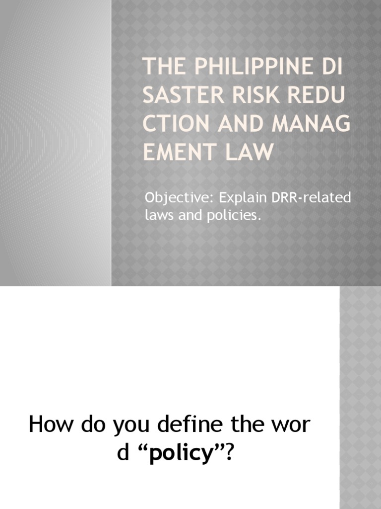 The Philippine Disaster Risk Reduction and Management Law | PDF ...