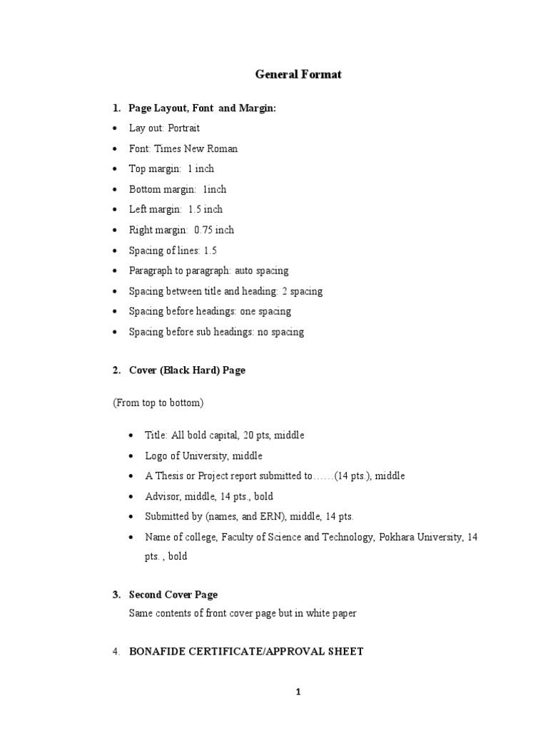 General Format: 1. Page Layout, Font and Margin | PDF | Thesis | Concrete