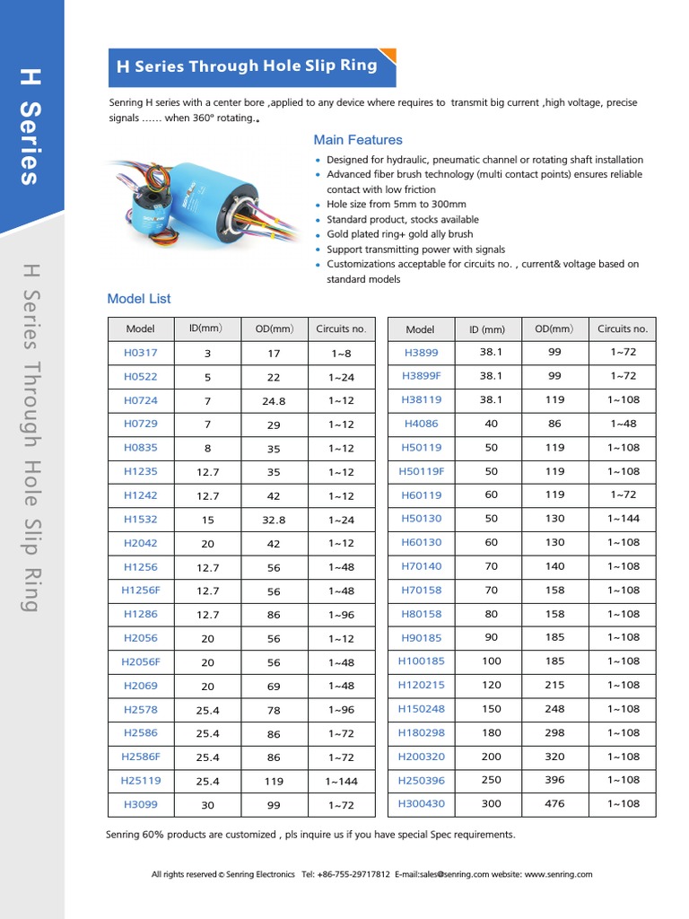 Senring H Series SlipRing Catalog PDF | PDF | Insulator (Electricity ...