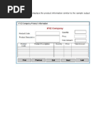 Write A GUI That Displays The Product Information Similar To The Sample Output Given Below