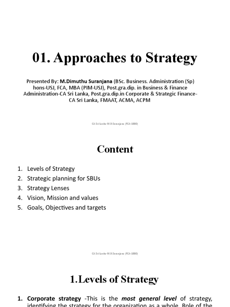 01-Approaches To Strategy | PDF | Strategic Management | Competitive ...