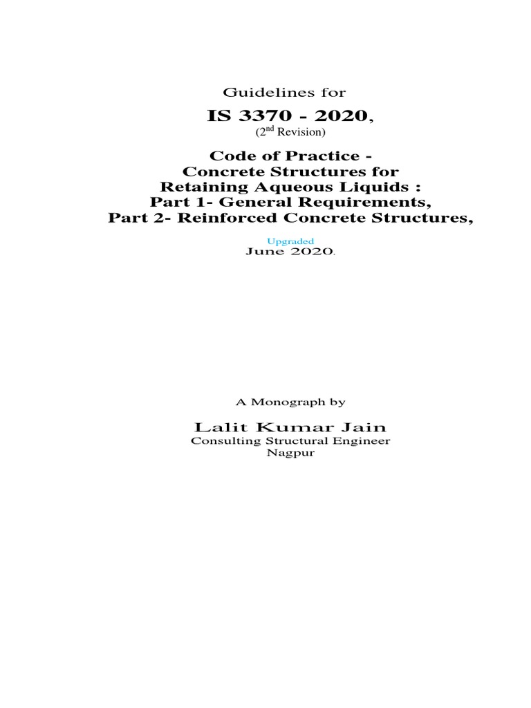 IS 3370: Concrete for Liquid Retention | PDF | Concrete | Galvanization
