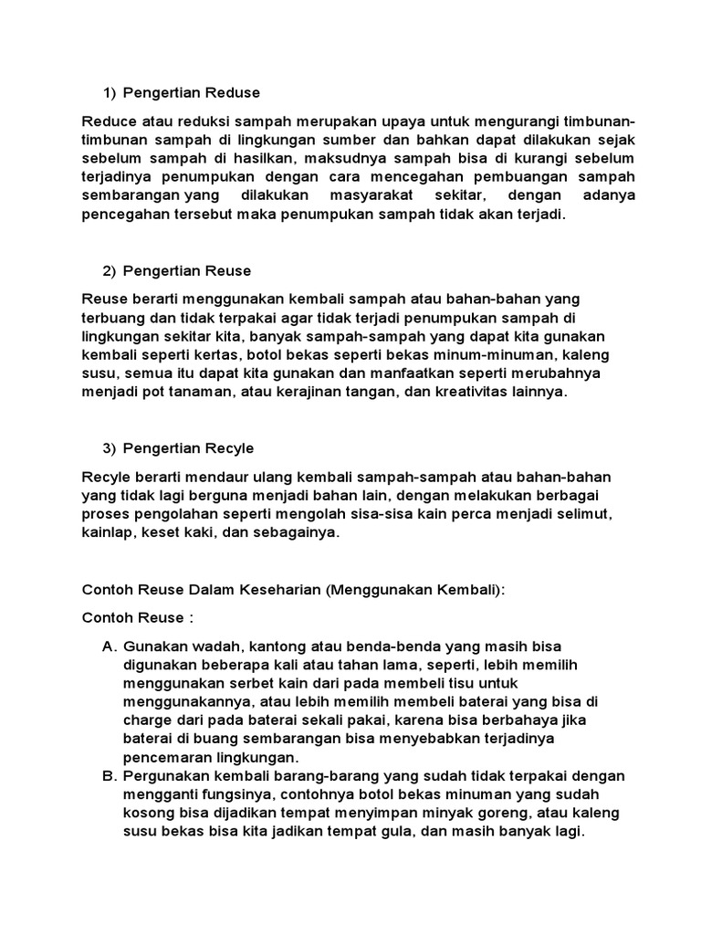 Arti Reuse, Reduce, Recycle | PDF