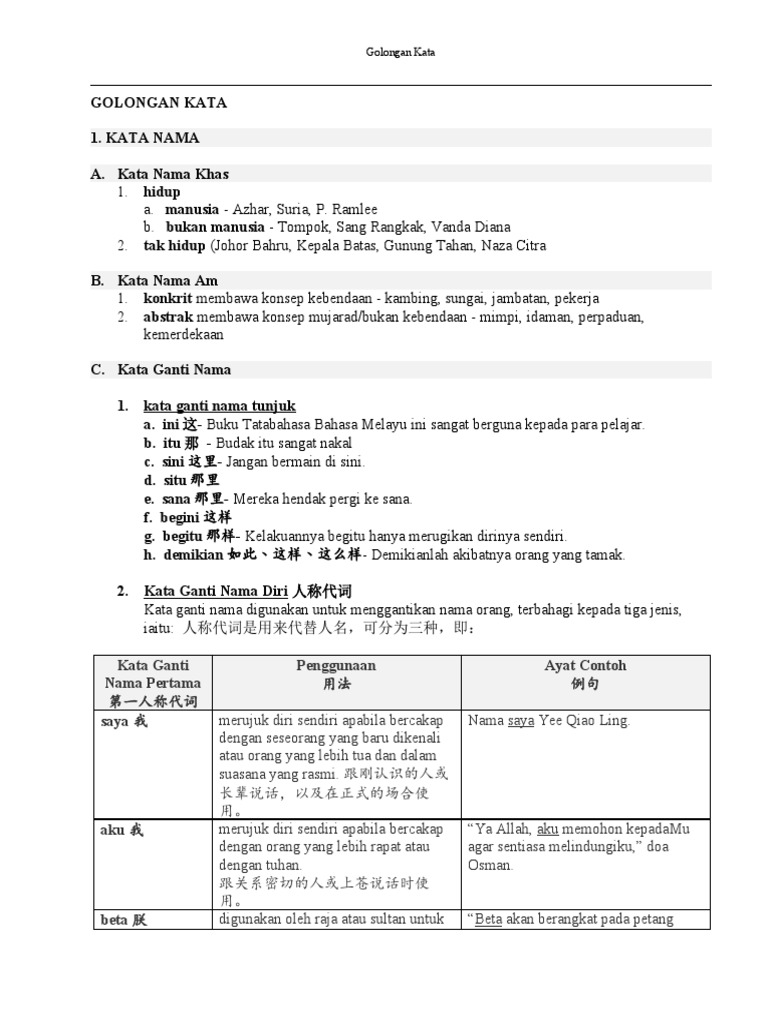 Golongan Kata | PDF