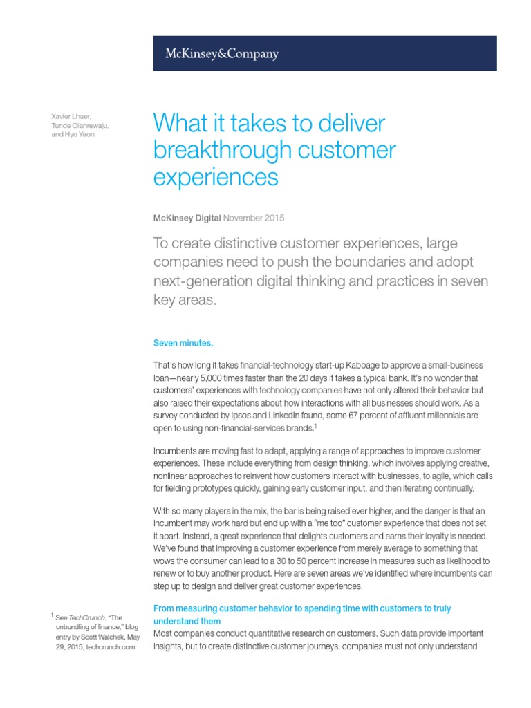 What It Takes To Deliver Breakthrough Customer Experiences Final PDF ...