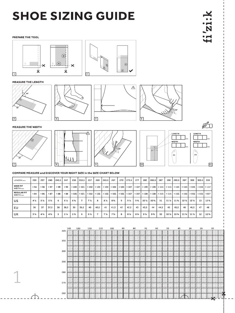 Fizik Shoe Sizing Guide PDF PDF