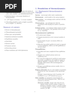 Foundations of Thermodynamics 1.1. Fundamental Thermodynamical Concepts