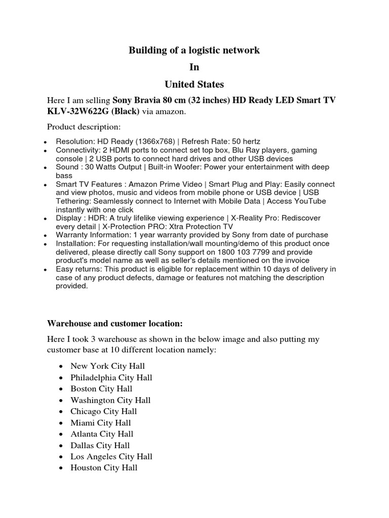 Logistics Network for Efficient Shipping | PDF | Warehouse | Usb