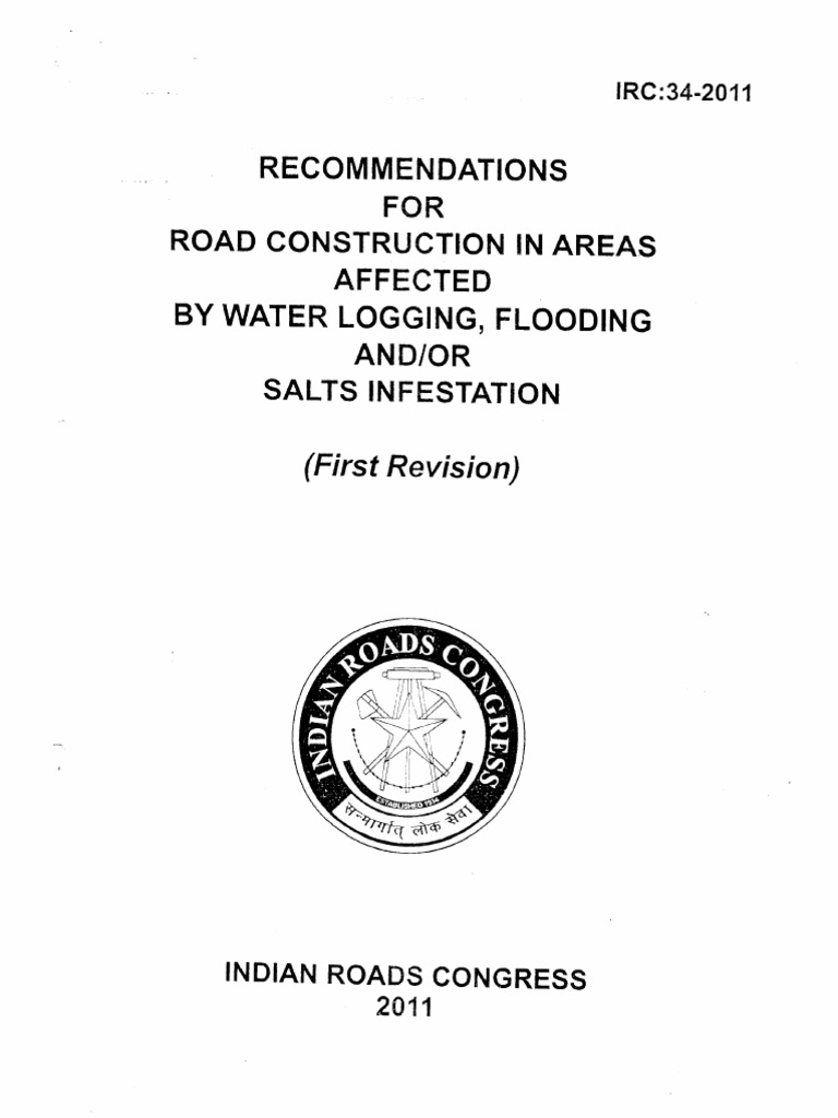 IRC 34 - Roads in Areas Affected by Water Logging, Flooding and Salt ...