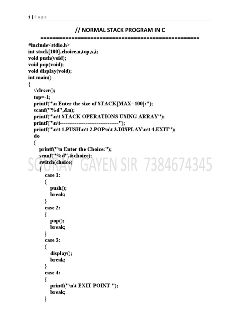 Normal Stack Program in C | PDF | Programming Paradigms | Software ...
