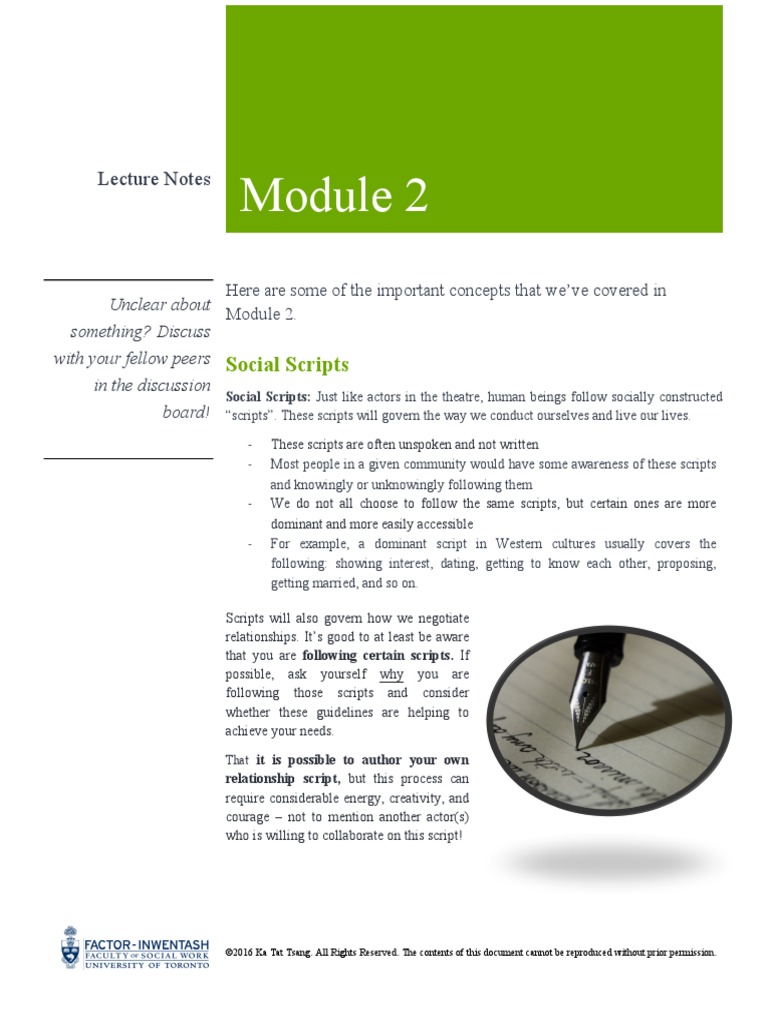 Lecture Notes Social Scripts PDF Attachment Theory Applied