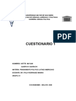 Cuestionario 1 Pensamiento Politico Boliviano Itala de Maman