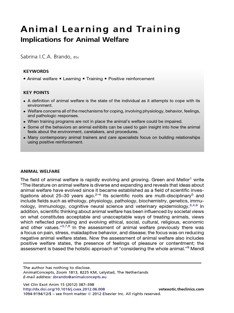 Animal Training and Implications | PDF | Classical Conditioning ...